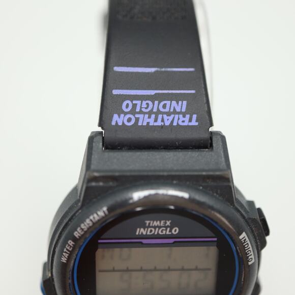 Vintage Timex Ironman Triathlon Indiglo Watch Women 33mm Black Blue 1996 Working - Picture 9 of 16